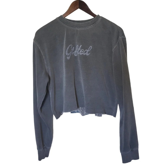 Girls Supporting Girls Gifted Cropped Collegiate Pullover Sweatshirt Top - Picture 2 of 10